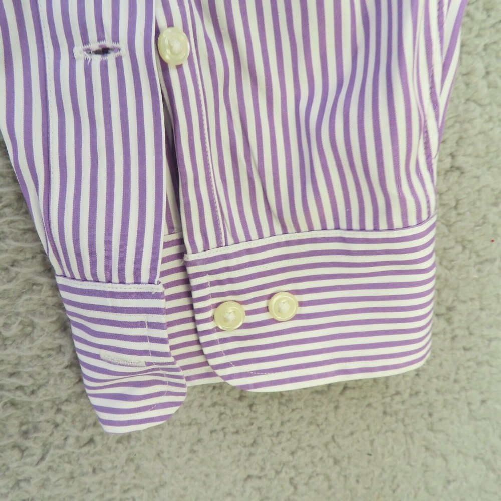 Ralph Lauren Shirt Mens Large 16.5 Purple Striped Long Sleeve Green Pony Classic - Picture 4 of 8